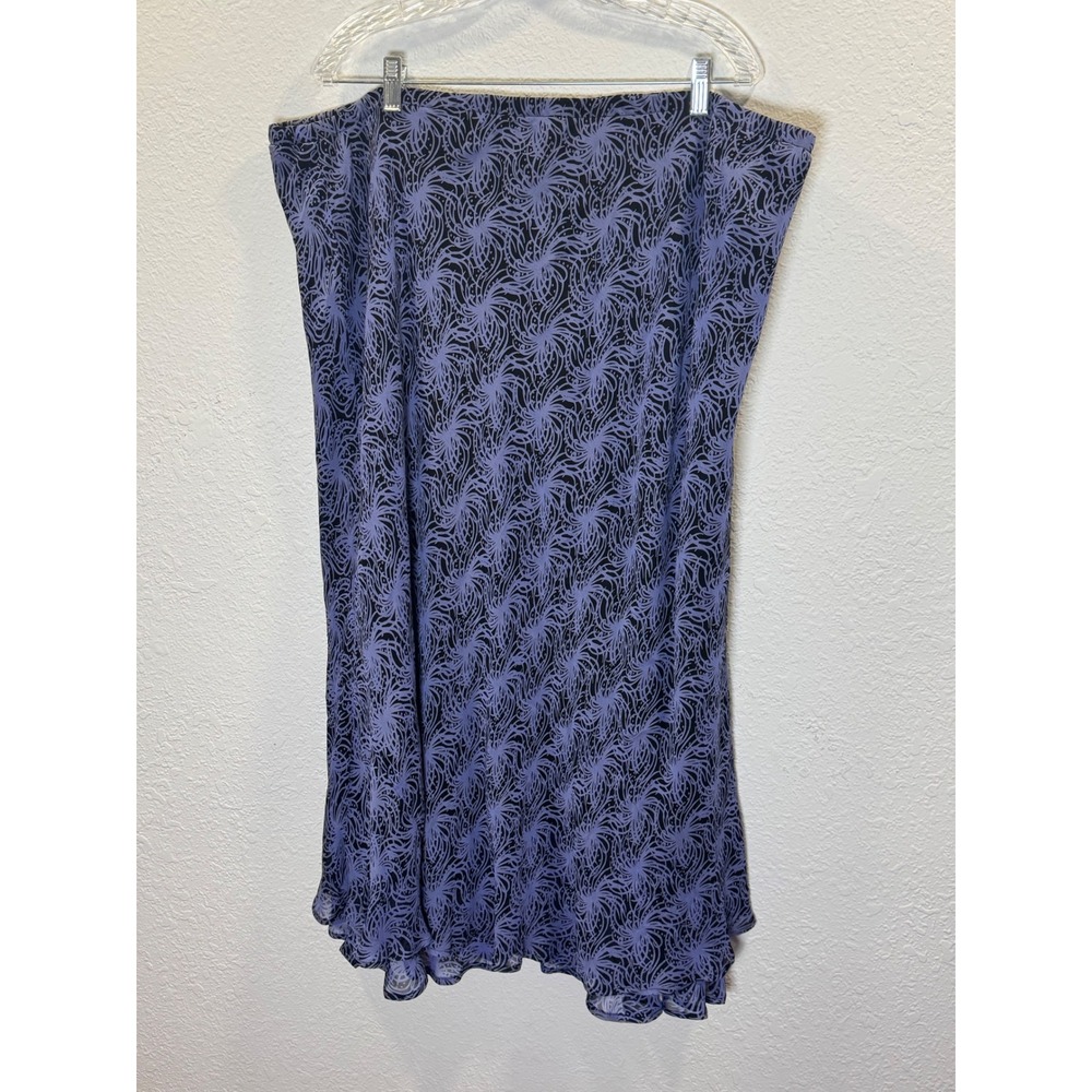 Style & Co Woman Purple Black Swirl Print Midi Skirt Plus Size 22W Rayon Lined